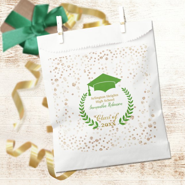 Grüne Abschlusskappe und Lorbeer-Abschlussfeier  Geschenktütchen (Von Creator hochgeladen)