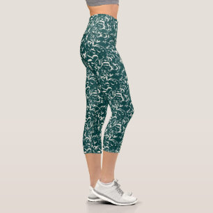 Grüne abstrakte Caprihosen Capri Leggings