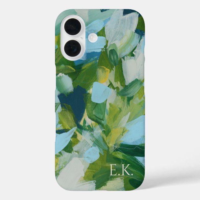 Grüne abstrakte Kunst Monogramm benutzerdefinierte Case-Mate iPhone Hülle (Rückseite)