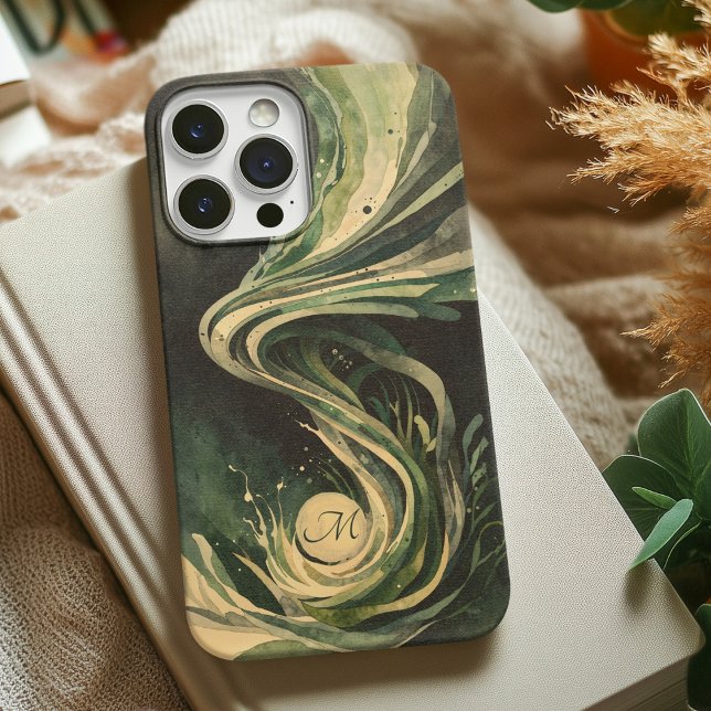 Grüne Abstrakte Kunst Wasserwirbeln Aquarell Leinw Case-Mate iPhone Hülle (Von Creator hochgeladen)