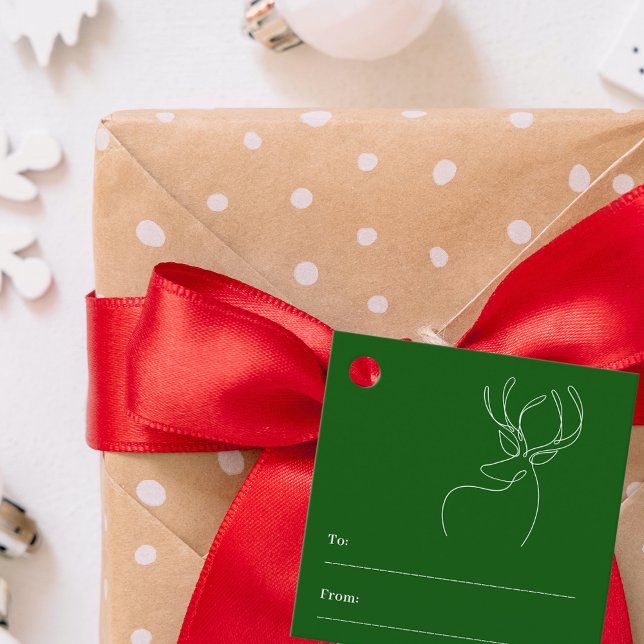 Grüne abstrakte Rentiere Weihnachten Geschenkanhänger (Von Creator hochgeladen)