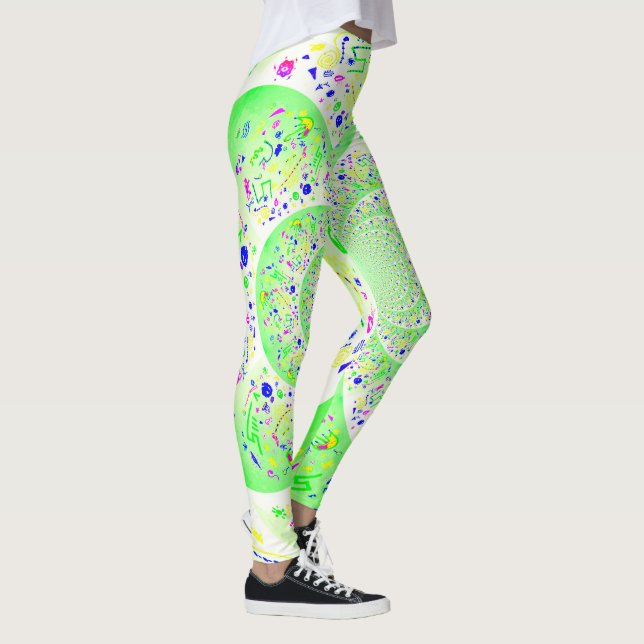 Grüne Abstrakte Spirale Leggings (Rechts)
