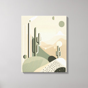 Grüne Abstrakte Wüstenlandschaft Boho Leinwanddruck