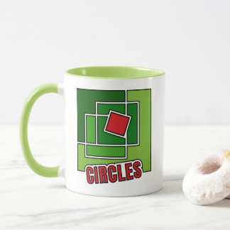 Grüne Abstraktion mit verdrehtem rotem Quadrat Tasse