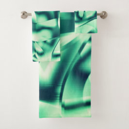 Grüne Acrylformen in schmalen Minztönen Badhandtuch Set