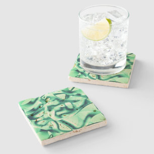 Grüne Acrylformen mit spitzen Pfefferminztönen Steinuntersetzer