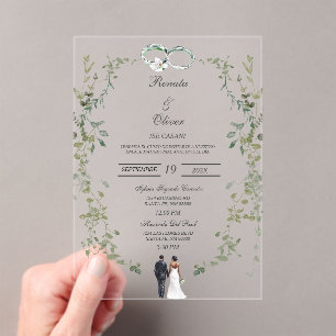 Grüne Acrylkranz Spanische Hochzeit Acryleinladungen