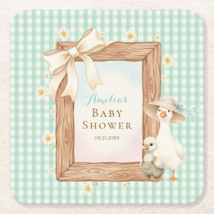 Grüne alberne Gans-Baby-Party-Papieruntersetzer Rechteckiger Pappuntersetzer