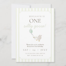 Grüne Alberne Gänse Erster Geburtstag Einladung