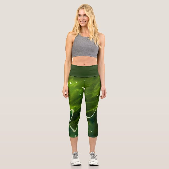 Grüne Algen und Wasserlecapcnm Capri Leggings (Vorderseite)