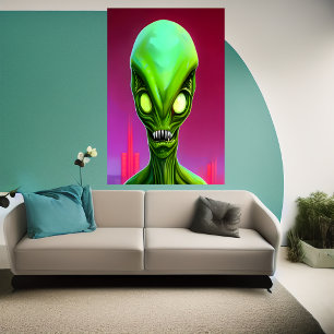Grüne Alien AI Art Poster