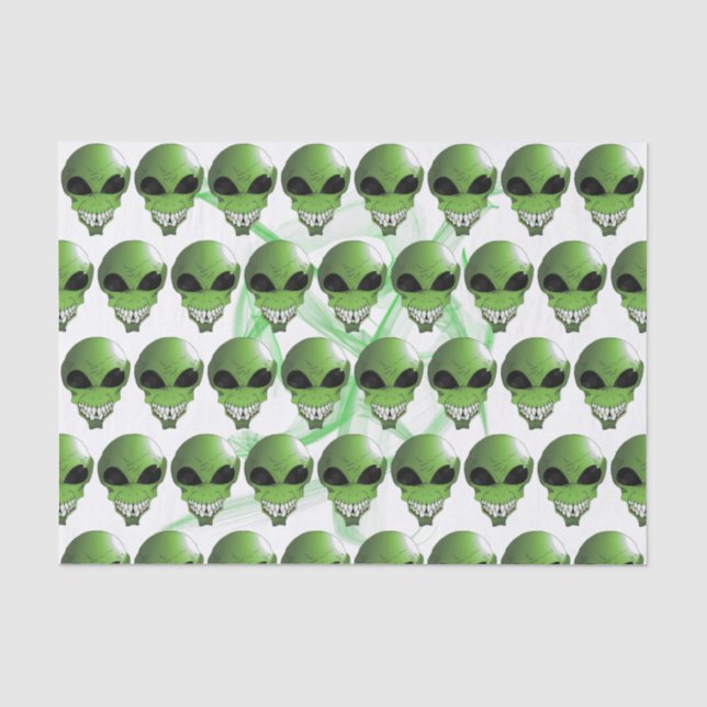 Grüne Alien Benutzerdefiniertes 10lb-Tissue-Papier Seidenpapier (Vorderseite)