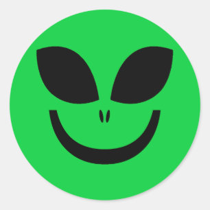 GRÜNE ALIEN FACE RUNDER AUFKLEBER