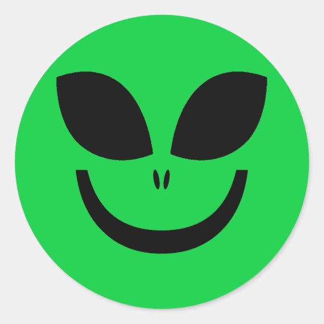 GRÜNE ALIEN FACE RUNDER AUFKLEBER (Vorderseite)