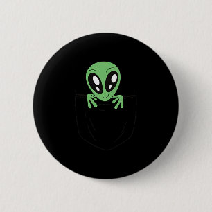 Grüne Alien in einem Pocket Funny Sci Fi Graphic Button
