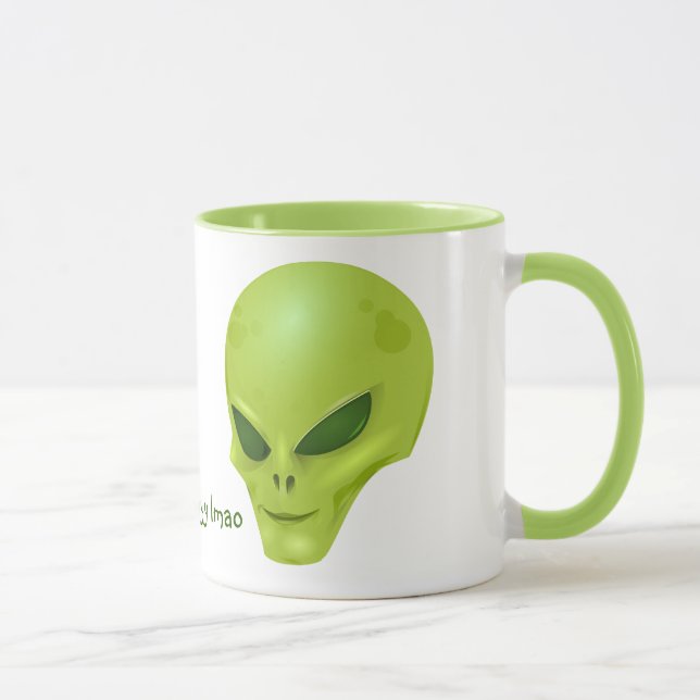 Grüne alien-Kopf-Tasse (ayy lmao) Tasse (Rechts)