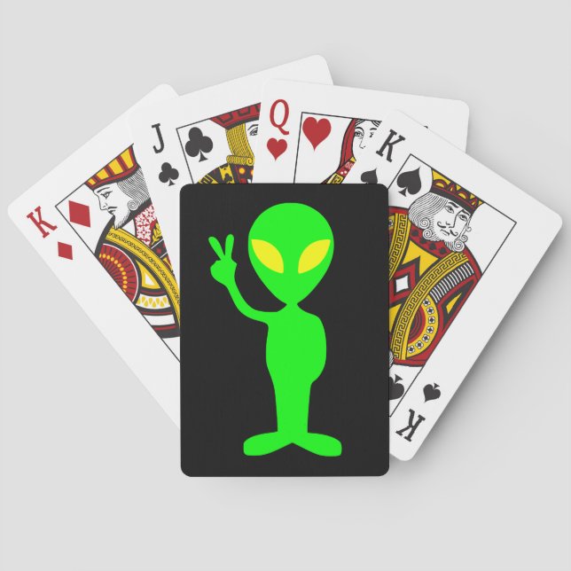 GRÜNE ALIEN PEACE UNTERZEICHNET SPIELKARTEN (Rückseite)
