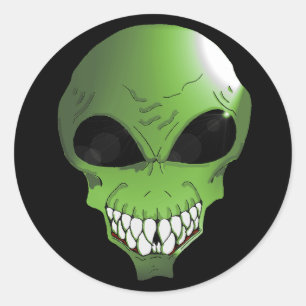 Grüne Alien Runder Aufkleber