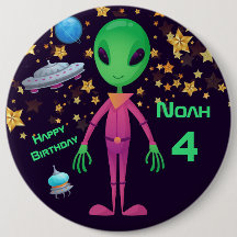 Grüne Alien UFOnname Geburtstag hinzufügen Schaltf