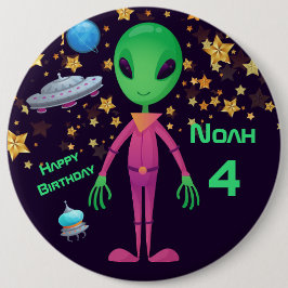 Grüne Alien UFOnname Geburtstag hinzufügen Schaltf Button