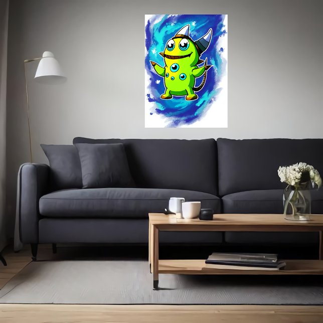 Grüne Alien viele Augen | Art der AI Poster (Von Creator hochgeladen)