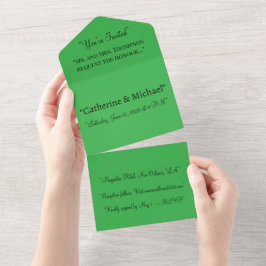 Grüne Alles-in-Einem-Hochzeitseinladung – Bold All In One Einladung