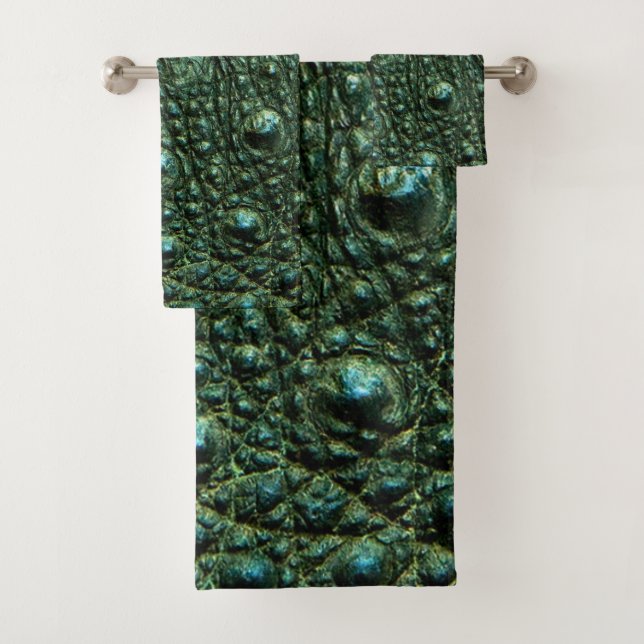 Grüne Alligator-Skin-Textur Badhandtuch Set (Insitu)