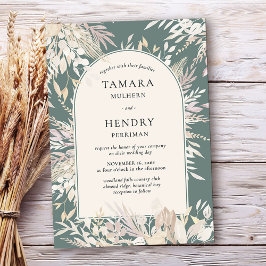 Grüne Almond-Hochzeit des Botanischen Gerahmten Bo Einladung