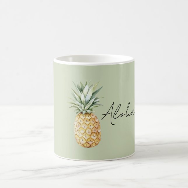 Grüne Aloha-Ananas Kaffeetasse (Mittel)