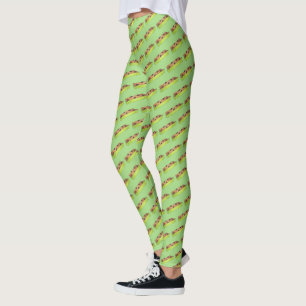 Grüne Ameisen auf einem Rundholz-Erdnussbutterfett Leggings