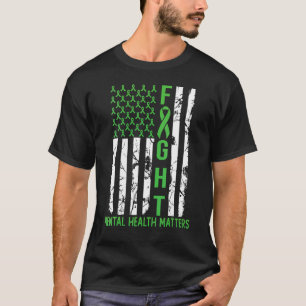 Grüne amerikanische Flagge USA Psychische Gesundhe T-Shirt