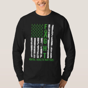 Grüne amerikanische Flagge USA Psychische Gesundhe T-Shirt