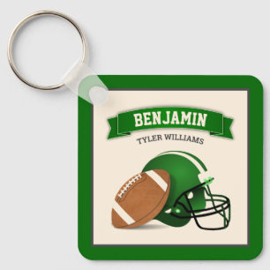 Grüne amerikanische Football-Helm Kinder Name Schlüsselanhänger