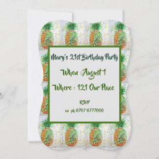 Grüne Ananas Früchte 21. Geburtstag Einladung