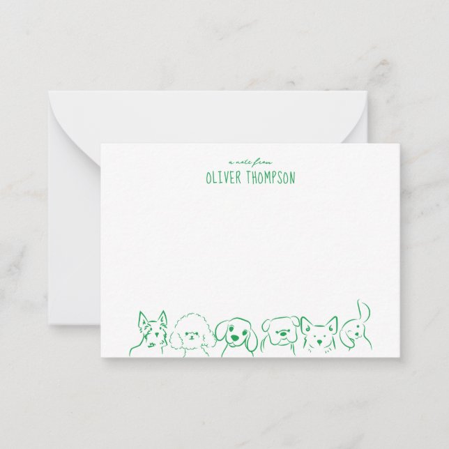 Grüne Anmerkung aus der Niedlichen Skizze für Hund Mitteilungskarte (Vorderseite)