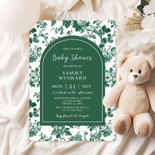 Grüne Antik-Chinoiserie-Baby-Party Einladung