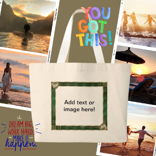 Grüne Antiquität Rahmen fügen Sie Ihr Foto Zitat h Jumbo Stoffbeutel