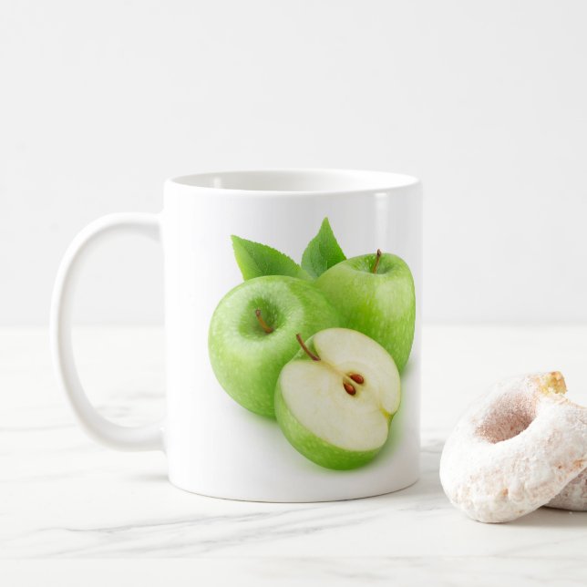 Grüne Äpfel Kaffeetasse (Mit Donut)