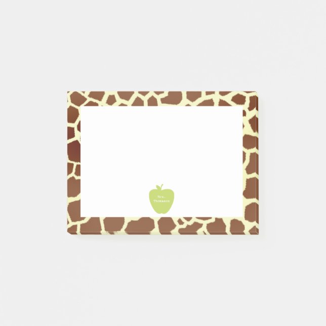 Grüne Apple Giraffe-Lehrer Post-it®-Notizen Post-it Klebezettel (Vorderseite)