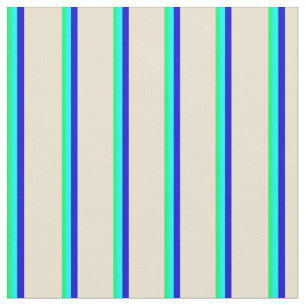 Grüne, Aqua, Blau und Beige Streifen Stoff