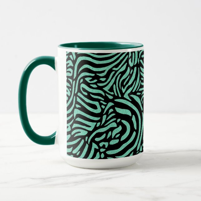 Grüne Aquamarine Zebrastreifen Tasse (Links)