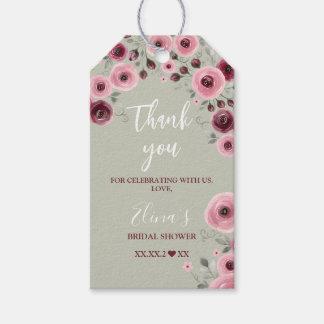 Grüne Aquarell-Blumen-Brautparty Geschenkanhänger