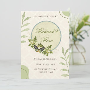 Grüne Aquarell-Blumen-Hochzeitseinladung Einladung