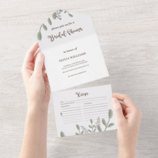 Grüne Aquarell Blumenkohl Brautparty Rezept All In One Einladung