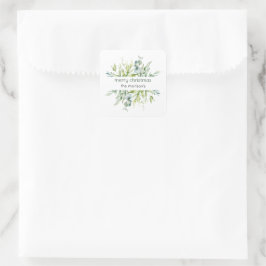 Grüne Aquarell Eukalyptus-Geschenkmarken Quadratischer Aufkleber