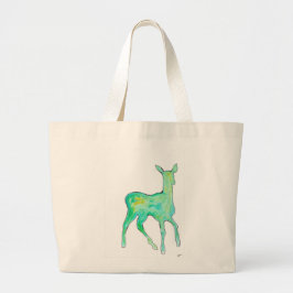 Grüne Aquarell-Hirsch-Tasche Jumbo Stoffbeutel