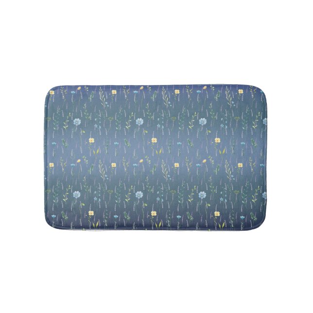 Grüne Aquarell Rustikale botanische Blume Badematte (Vorderseite)