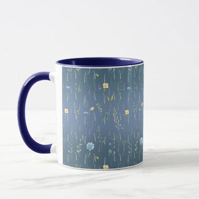 Grüne Aquarell Rustikale botanische Blume Tasse (Links)