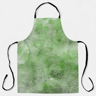 Grüne Aquarell- und Tintenpapiertextilien auf weiß Schürze