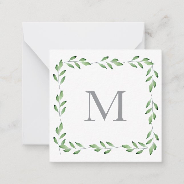 Grüne Aquarellbilder - Blätter Mitteilungskarte (Vorderseite)